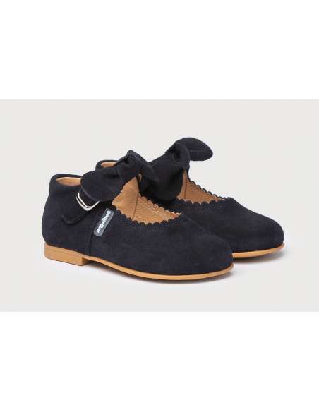 Mary Janes in Suede with bow Angelitos 509 Navy