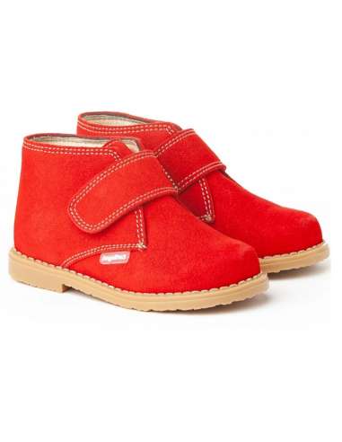 Ankle Boots in Suede and velcro Angelitos 402 red