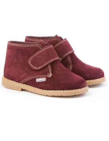 Ankle Boots in Suede and velcro Angelitos 402 Burgundy