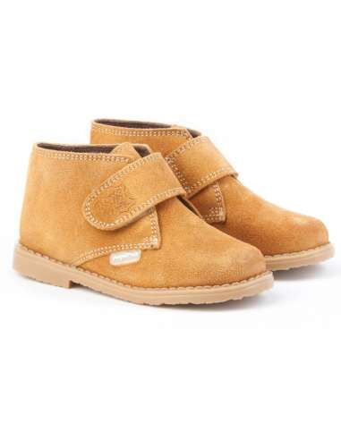 Ankle Boots in Suede and velcro Angelitos 402 Camel