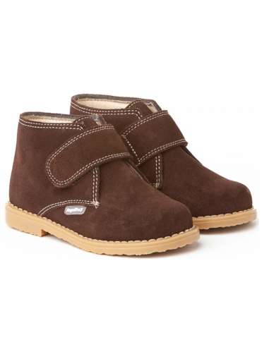 Ankle Boots in Suede and velcro Angelitos 402 Chocolate