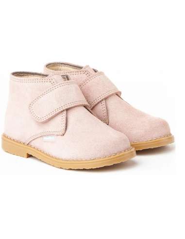 Ankle Boots in Suede and velcro Angelitos 402 Pink