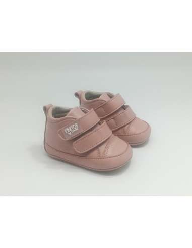 Pram shoes in leather with velcro F-101 Antique