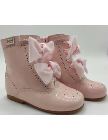 Patent boots Bambi double bow pink 4253