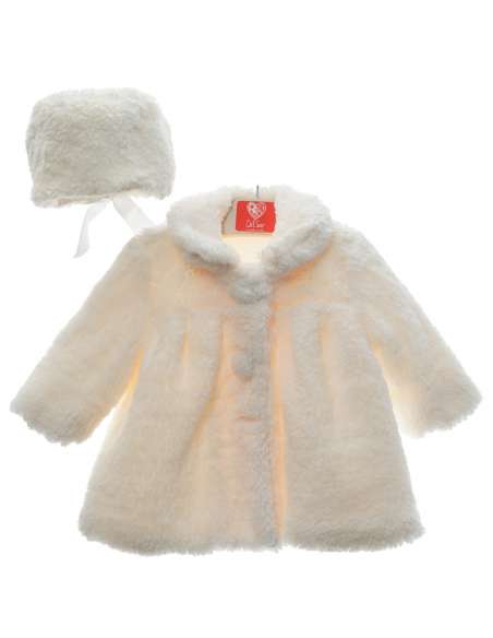 3990 BEIGE  FUR COAT WITH BONNET BRAND DEL SUR