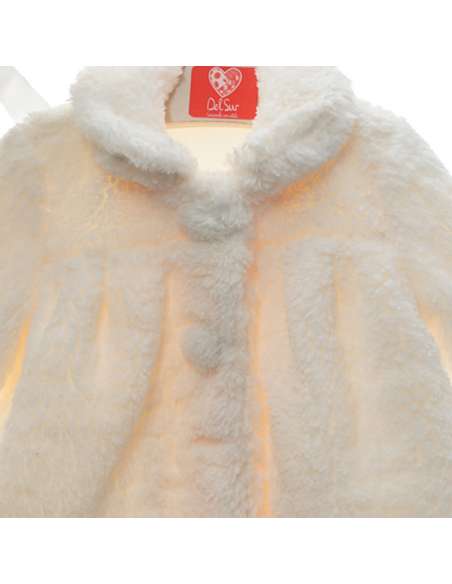 3990 BEIGE  FUR COAT WITH BONNET BRAND DEL SUR