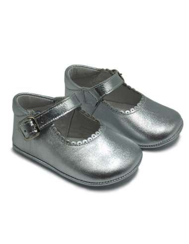 PRAM SHOES IN LEATHER 712C SILVER