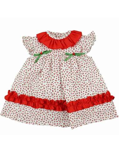 23506 RED FRILLED DRESS AND CHERRIES BRAND BABYFERR
