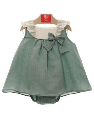DS0373 GREEN GIRLS  DRESS AND KNICKERS  BRAND DEL SUR