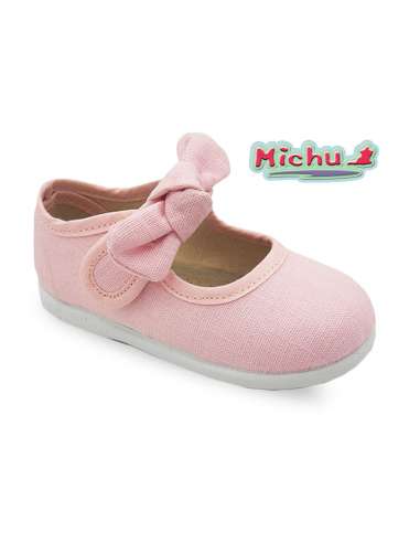Canvas Mary Janes Michu with bow 1124 pink