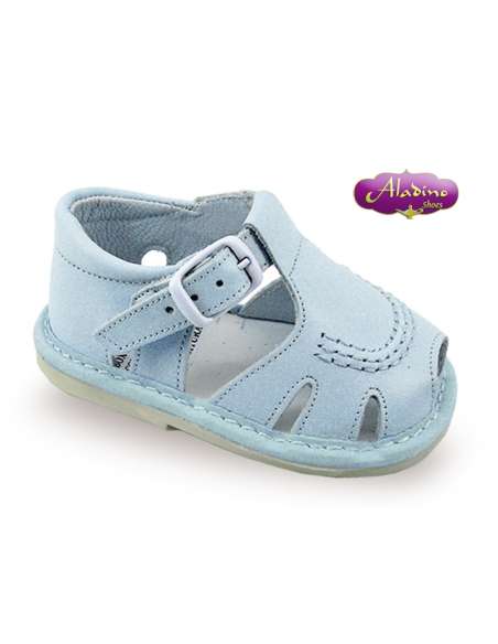 SANDALIA DE NIÑO EN PIEL ALADINO 639 CELESTE