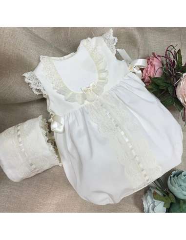 32524 BABY ROMPER  WITH BONNET CEREMONY BRAND LILUS