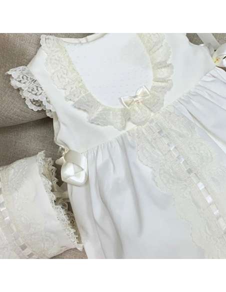 32524 BABY ROMPER  WITH BONNET CEREMONY BRAND LILUS