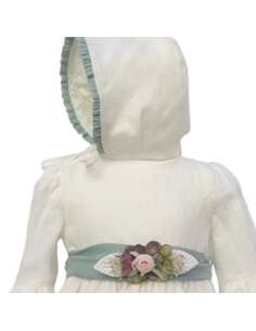 31101 VERDE VESTIDO BEBE CEREMONIA LINO CON CAPOTA MARCA... 2