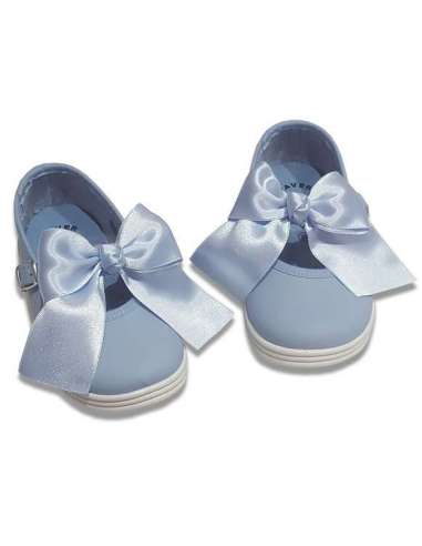 Mary Jane Leather Javer with bow 161 blue