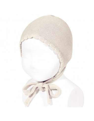 50500010 LINEN KNITTED BABY BONNET IN COTTON  BRAND CONDOR