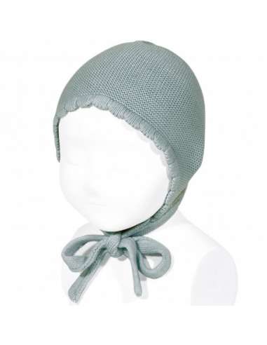 50500010 GREEN KNITTED BABY BONNET IN COTTON  BRAND CONDOR