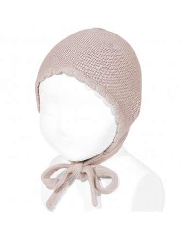 50500010 PINK KNITTED BABY BONNET IN COTTON  BRAND CONDOR