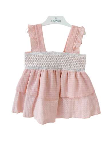21215 PINK BABY GIRL DRESS  BRAND CALAMARO
