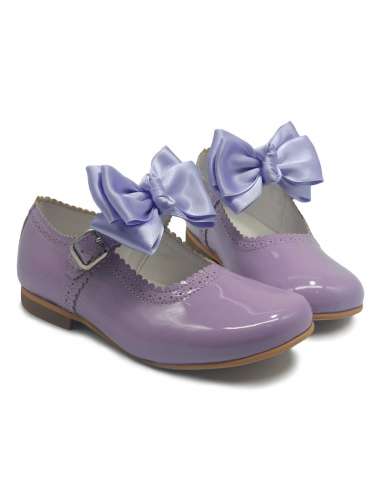 Mary Janes in patent leather Cocoboxi 6275 lilac with bows