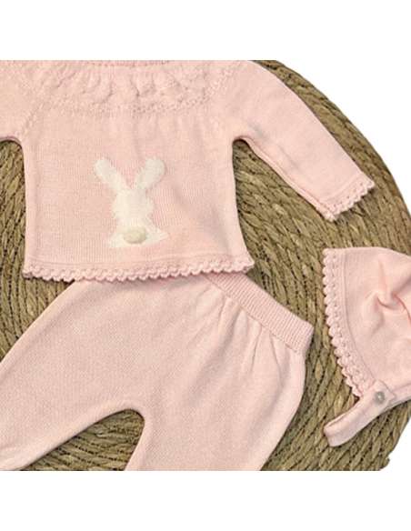 4005 ROSA CONJUNTO LANA TRES PIEZAS