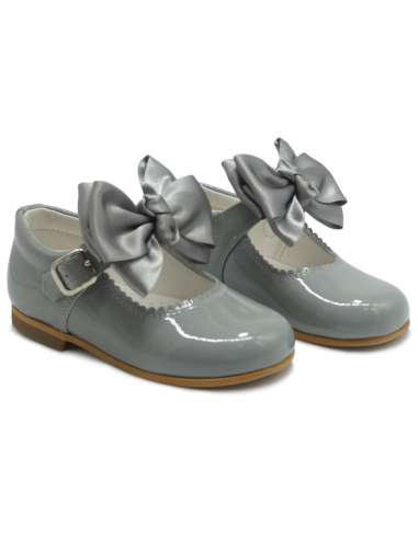 Mary Janes in patent leather Cocoboxi 6270 grey with bows