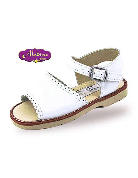 GIRLS SANDALS IN LEATHER  ALADINO 2186 WHITE