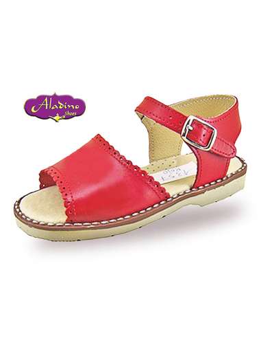 GIRLS SANDALS IN LEATHER  ALADINO 2186 RED