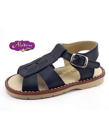 BOYS SANDALS IN LEATHER  ALADINO 2348 NAVY
