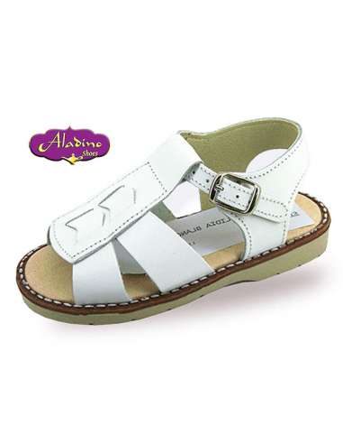 BOYS SANDALS IN LEATHER  ALADINO 2348 WHITE