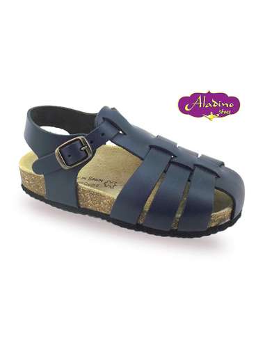BOYS SANDALS IN LEATHER  ALADINO 1905 NAVY
