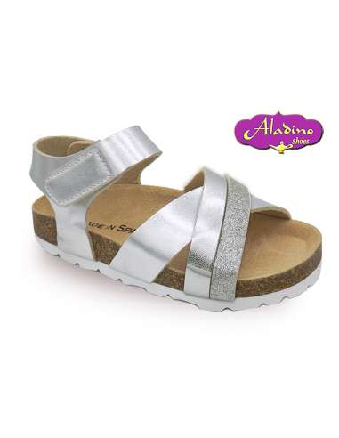 SANDALS IN LEATHER  ALADINO 6031 SILVER