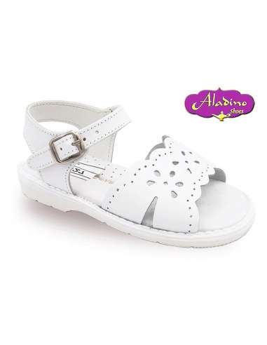 GIRLS SANDALS IN LEATHER  ALADINO 1427 WHITE