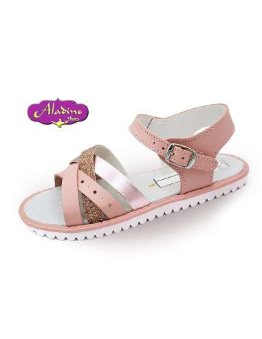 GIRLS SANDALS IN LEATHER  ALADINO 1064 PINK