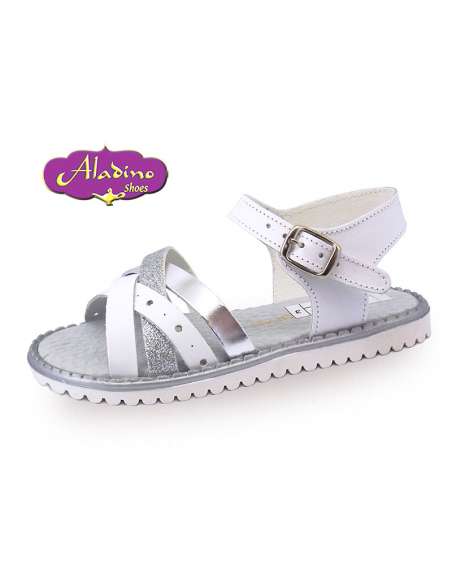 SANDALIA DE NIÑA EN PIEL ALADINO 1064 BLANCO