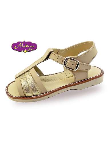 GIRLS SANDALS IN LEATHER  ALADINO 1276 CAMEL