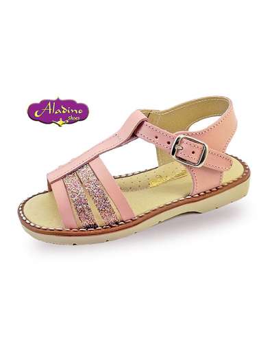 GIRLS SANDALS IN LEATHER  ALADINO 1276 PINK