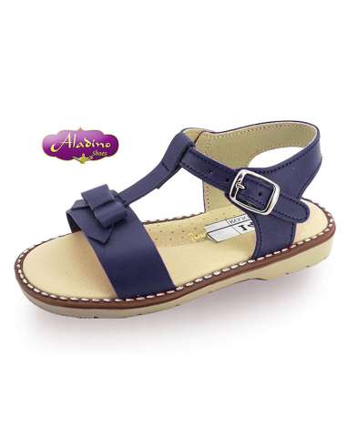 GIRLS SANDALS IN LEATHER  ALADINO 1480 NAVY