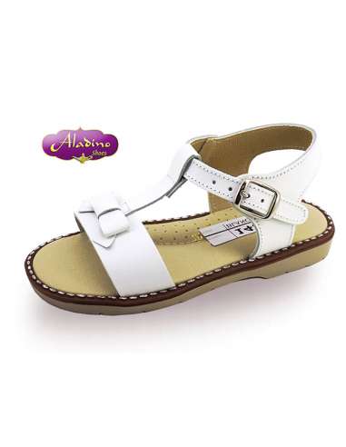 GIRLS SANDALS IN LEATHER  ALADINO 1480 WHITE