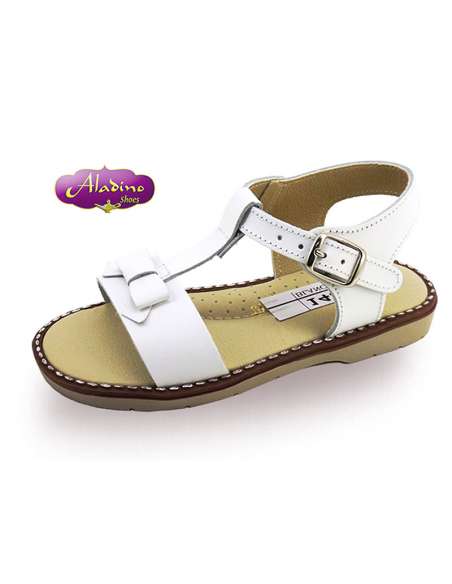 GIRLS SANDALS IN LEATHER  ALADINO 1480 WHITE