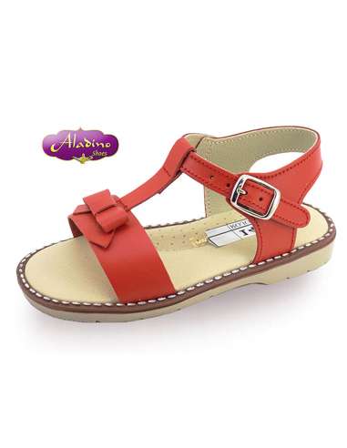 GIRLS SANDALS IN LEATHER  ALADINO 1480 RED