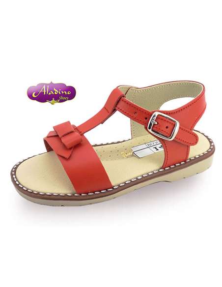 GIRLS SANDALS IN LEATHER  ALADINO 1480 RED