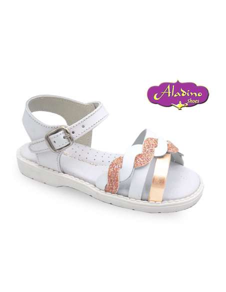 GIRLS SANDALS IN LEATHER  ALADINO 308 SALMON