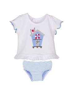 23038 GIRLS T-SHIRT AND SWIM TRUNKS BRAND CALAMARO
