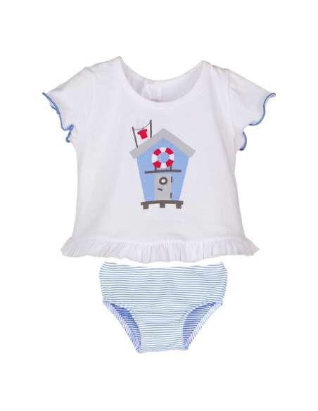 23038 GIRLS T-SHIRT AND SWIM TRUNKS BRAND CALAMARO