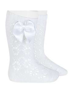 25062 200 WHITE PERLE GEOMETRIC OPENWORK KNEE HIGH SOCKS...