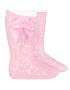 25062 500 PINK PERLE GEOMETRIC OPENWORK KNEE HIGH SOCKS...