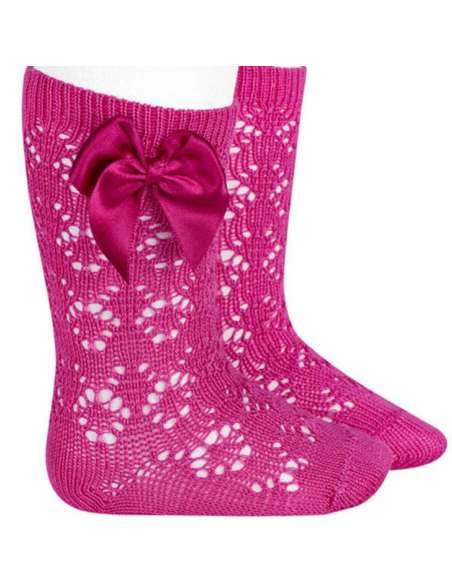 25062 509 BUGAMBILLA PERLE GEOMETRIC OPENWORK KNEE HIGH SOCKS WITH BOW BRAND CONDOR