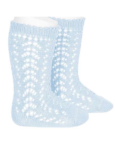 25182 410 SKY BLUE PERLE OPENWORK KNEE HIGH SOCKS BRAND CONDOR