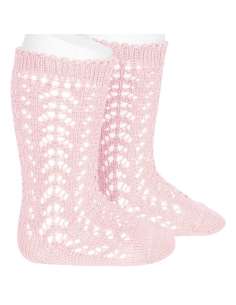 25182 500 PINK PERLE OPENWORK KNEE HIGH SOCKS BRAND CONDOR